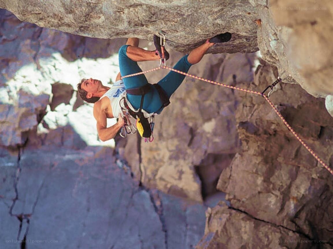 climber on overhanging rock