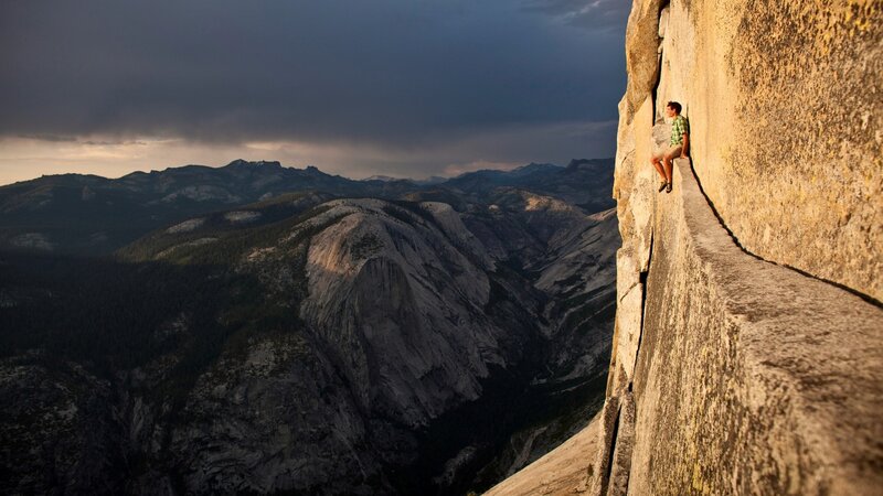 Climber on Rock Face — Gray, Dramatic, Sunset
