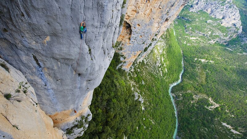 Climber on Rock Face — Gray, Dramatic