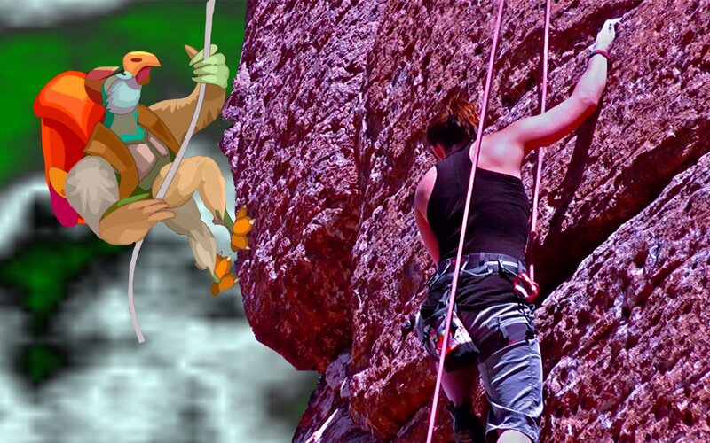 Climber on Rock Face — Purple
