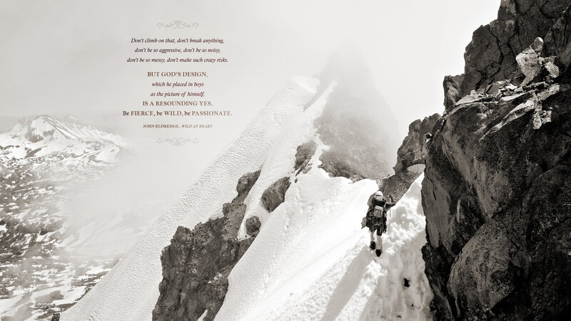 Climber on Snowy Mountain — Black