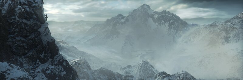 Climber on Snowy Mountain — Gray