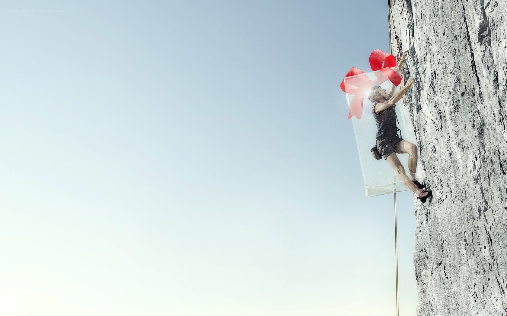 Climber with gift box