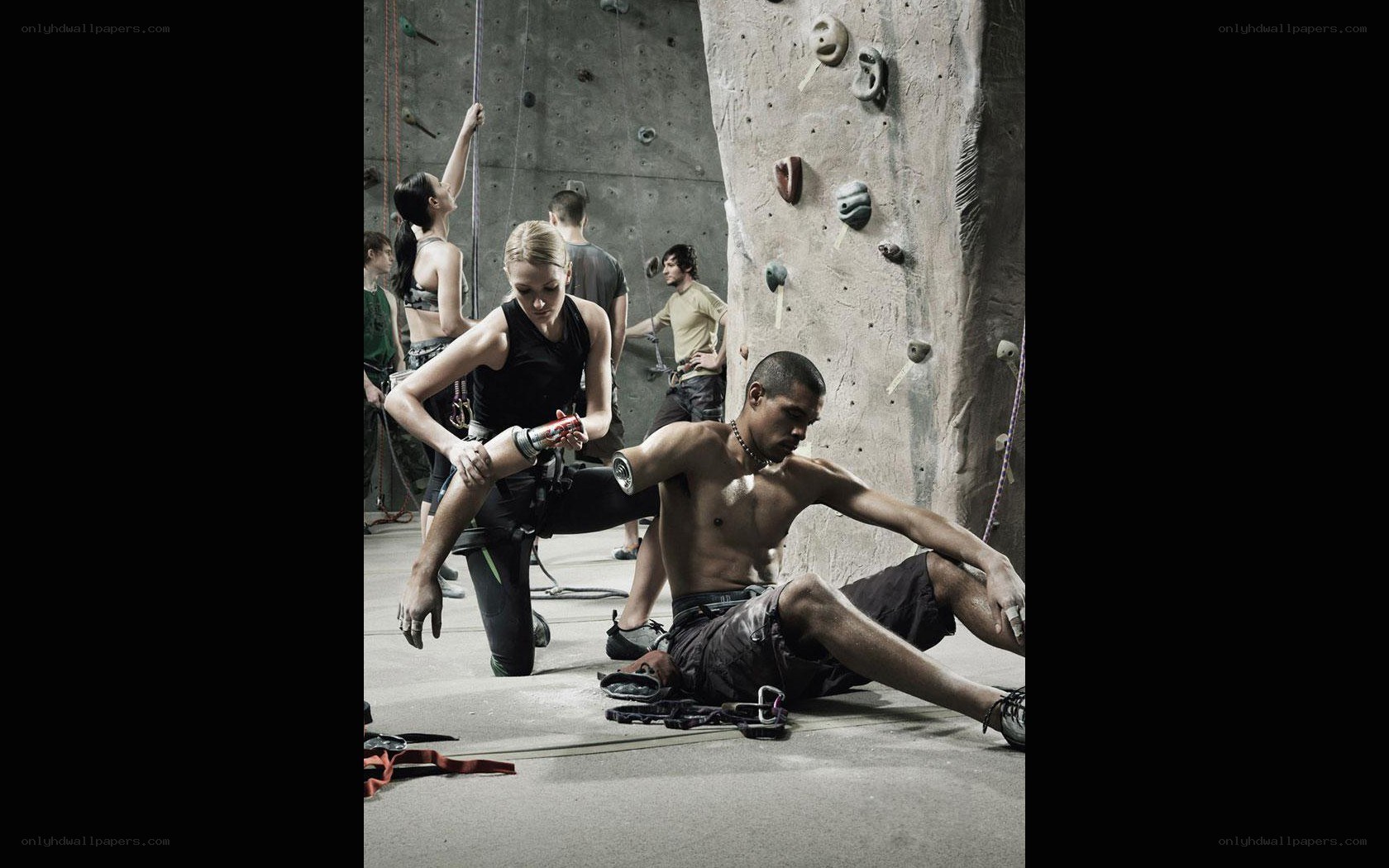 Climbers at indoor gym