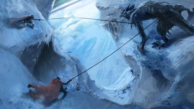 Climbers battling a beast