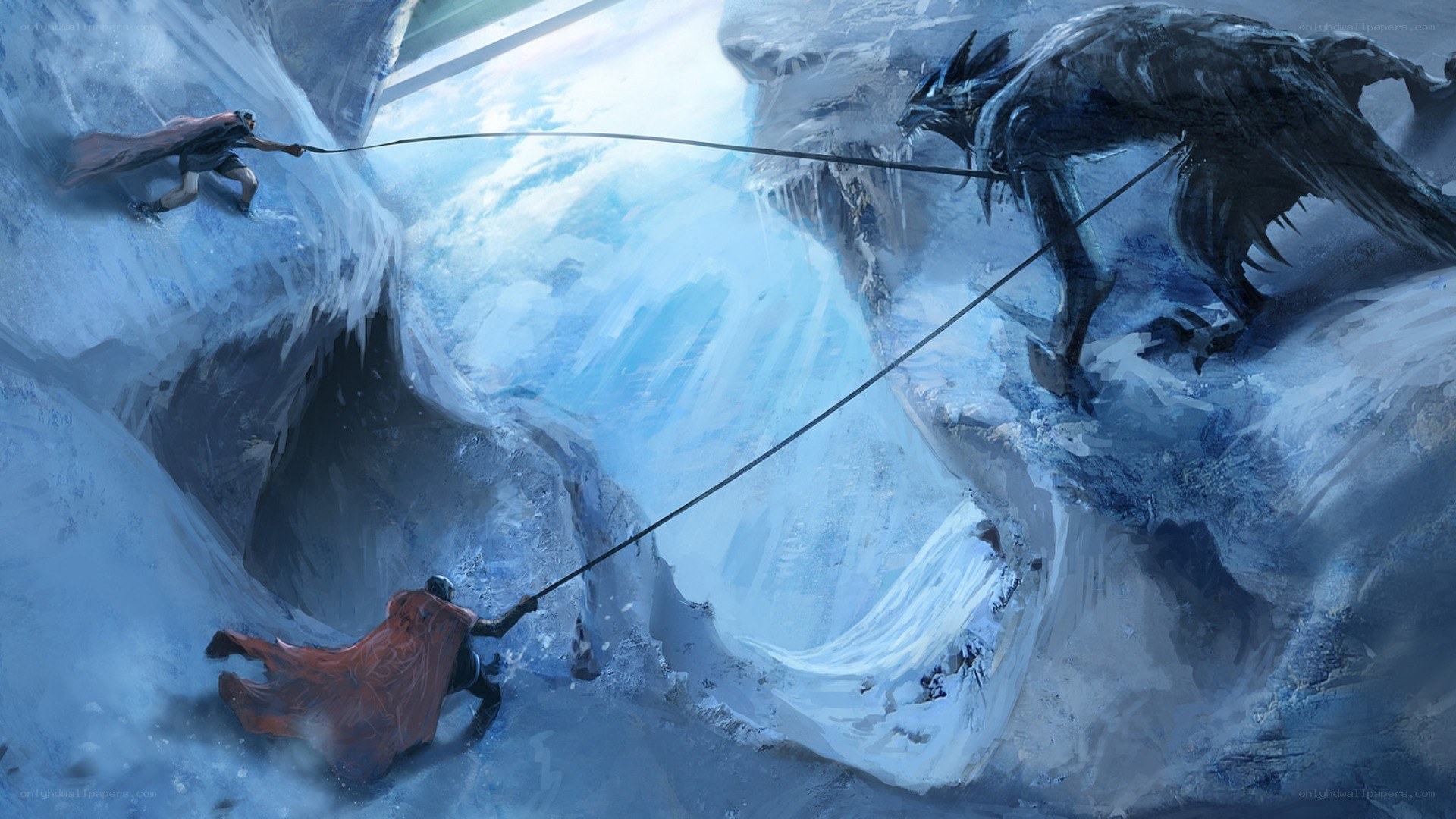 Climbers battling a beast