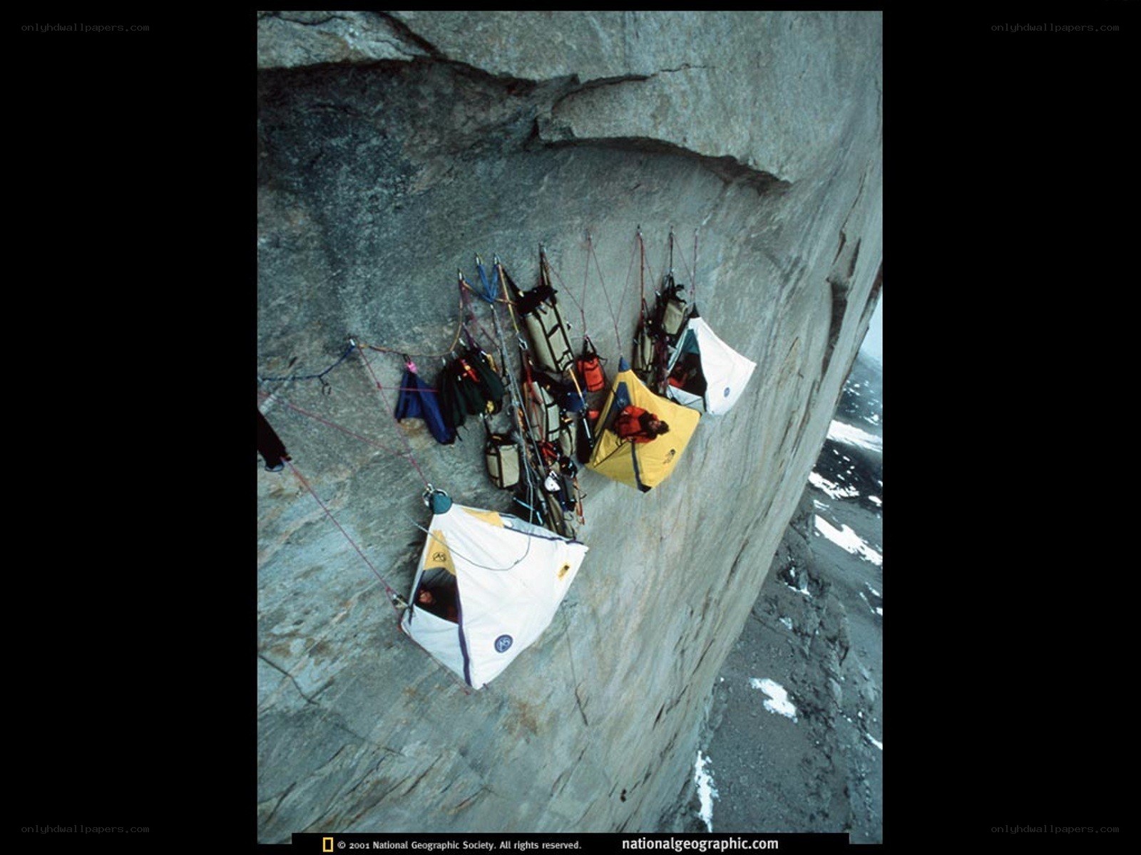 Climbers' camp on a cliff