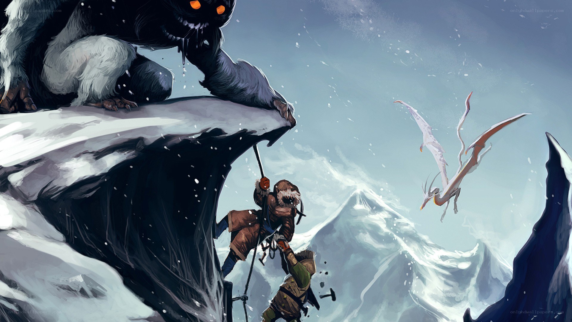 Climbers face a giant beast