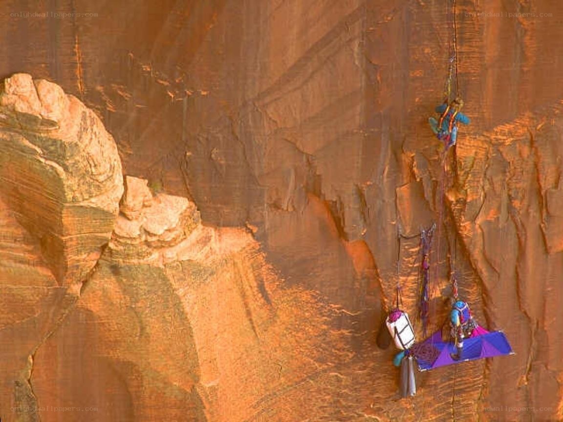 Climbers on a rock face