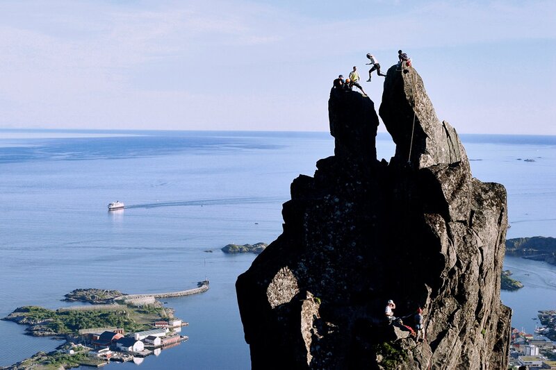 Climbers on a Rock Formation