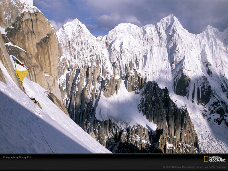 Climbers on a snowy mountain