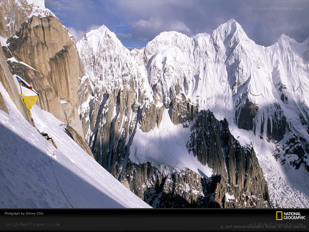 Climbers on a snowy mountain