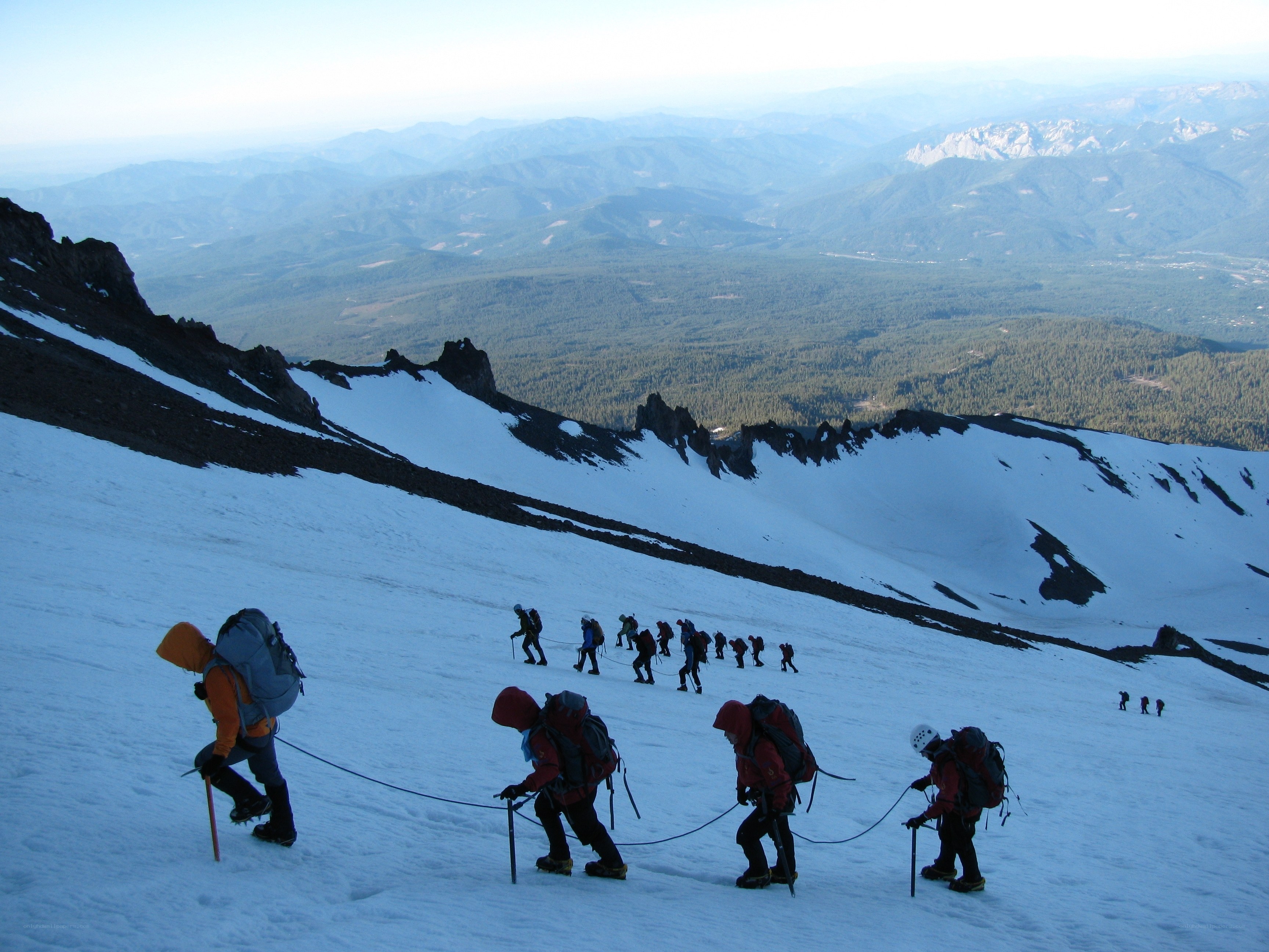 Climbers on a snowy mountain