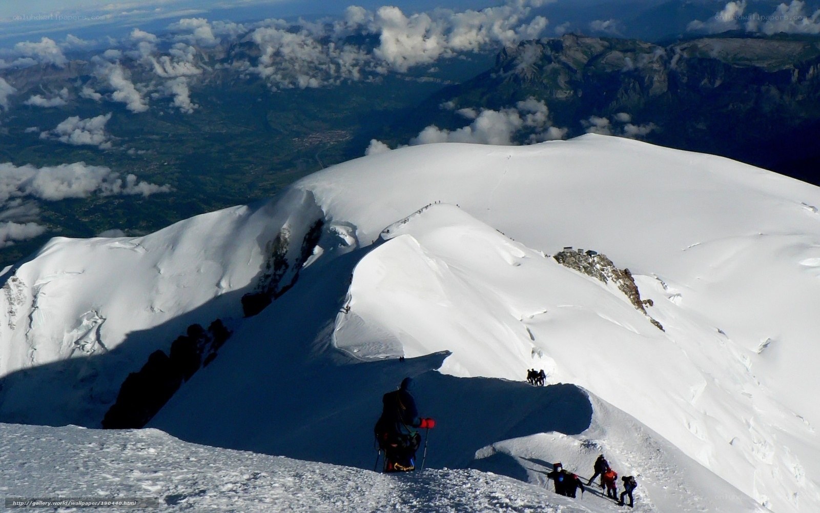 Climbers on a snowy mountain