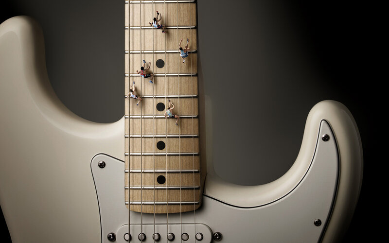 Climbers on Guitar Neck