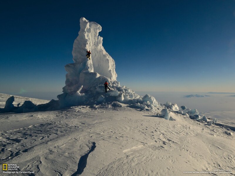 Climbers on Mount Erebus
