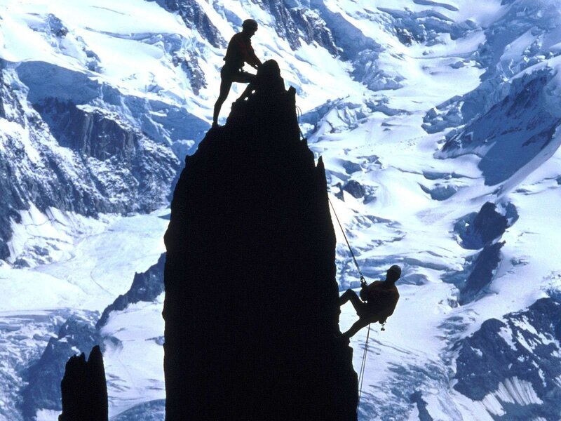 Climbers on Mountain Peak — Black