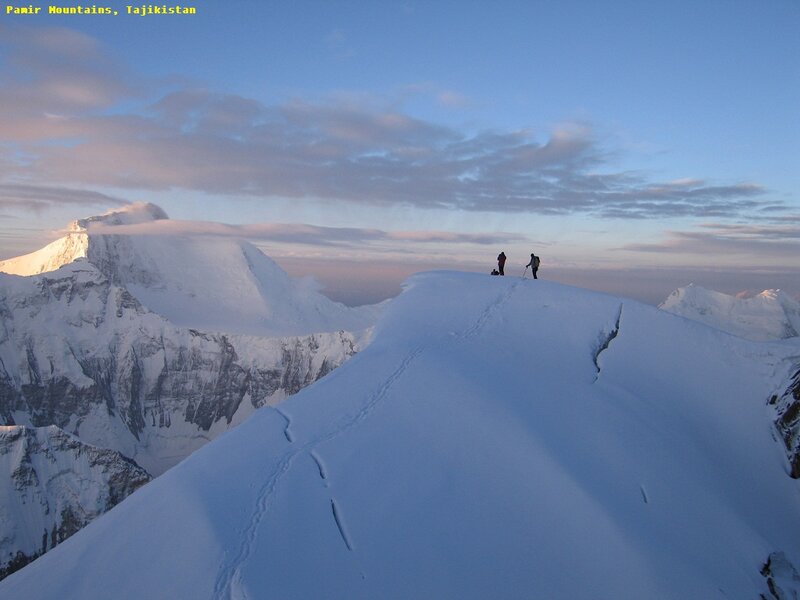 Climbers on Mountain Ridge