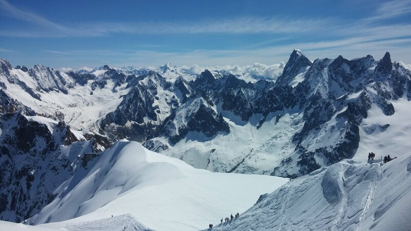 Climbers on Snowy Mountain — White, Dramatic