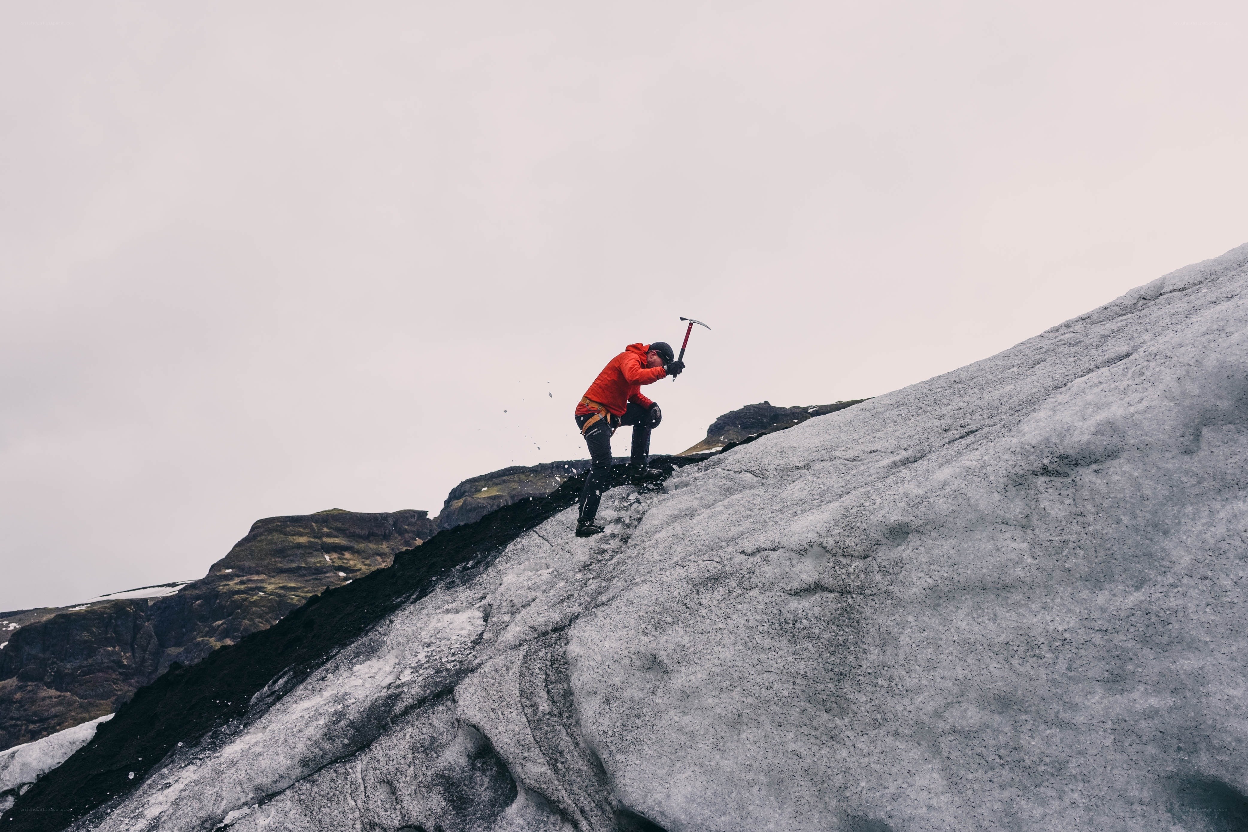 Climbing a glacier slope