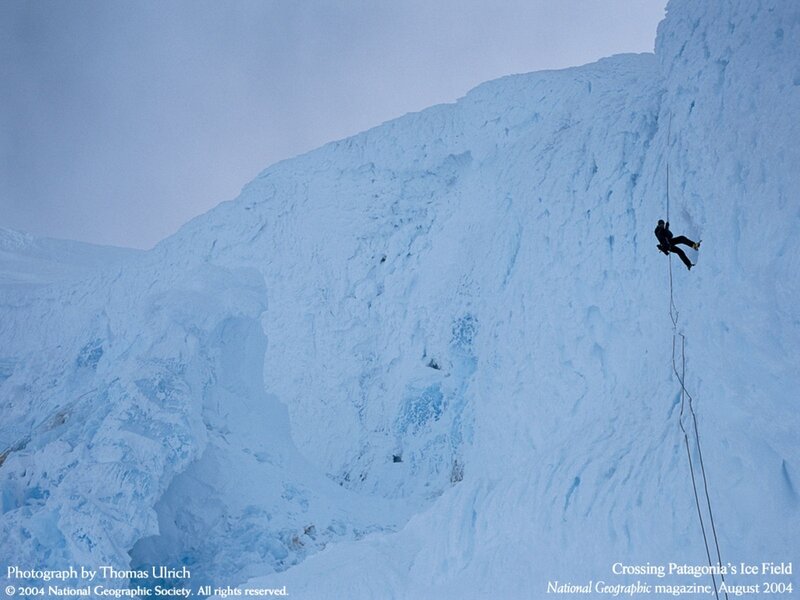 Climbing an ice wall