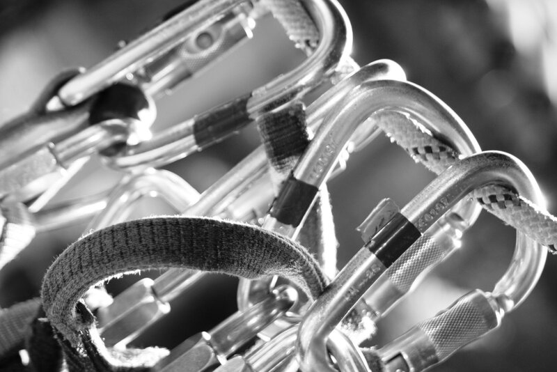 climbing carabiners in close-up