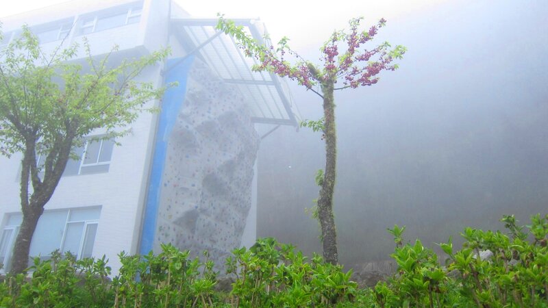 Climbing Wall in Fog
