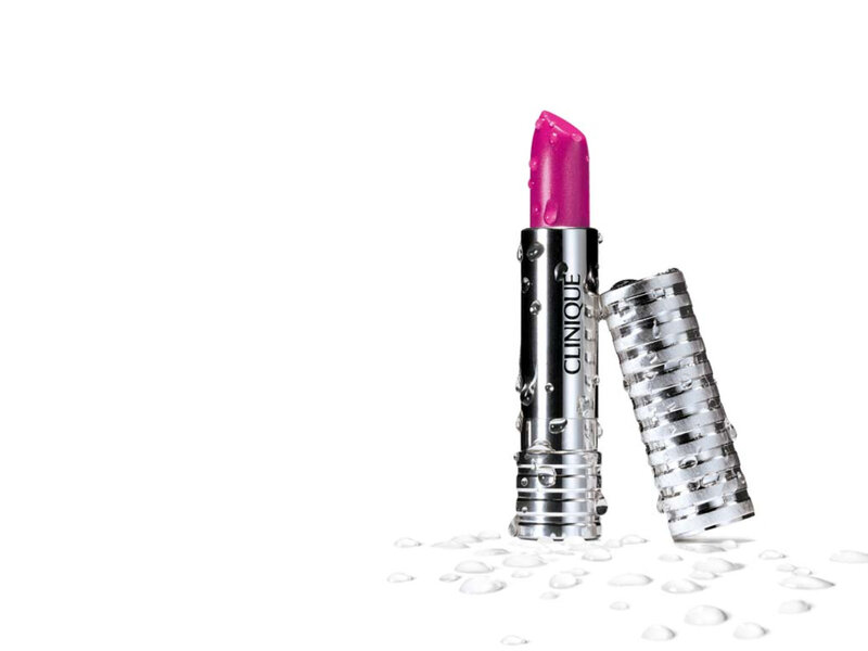 Clinique lipstick with water droplets