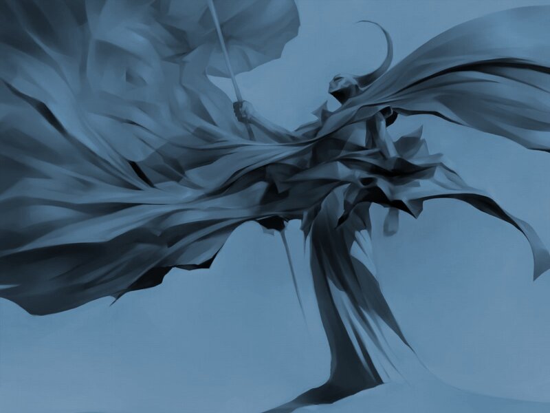 Cloaked figure with staff