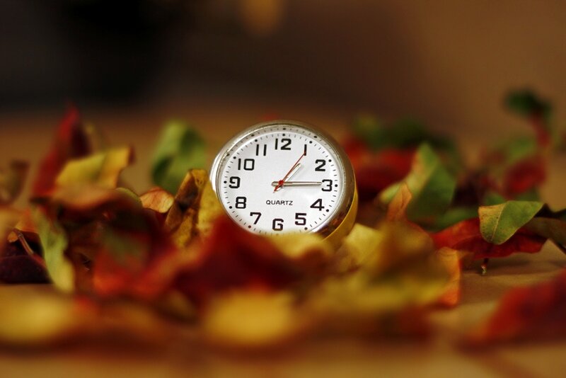 Clock Among Autumn Leaves