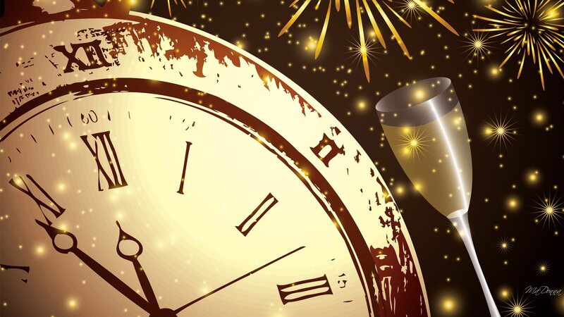 Clock and Champagne Glass