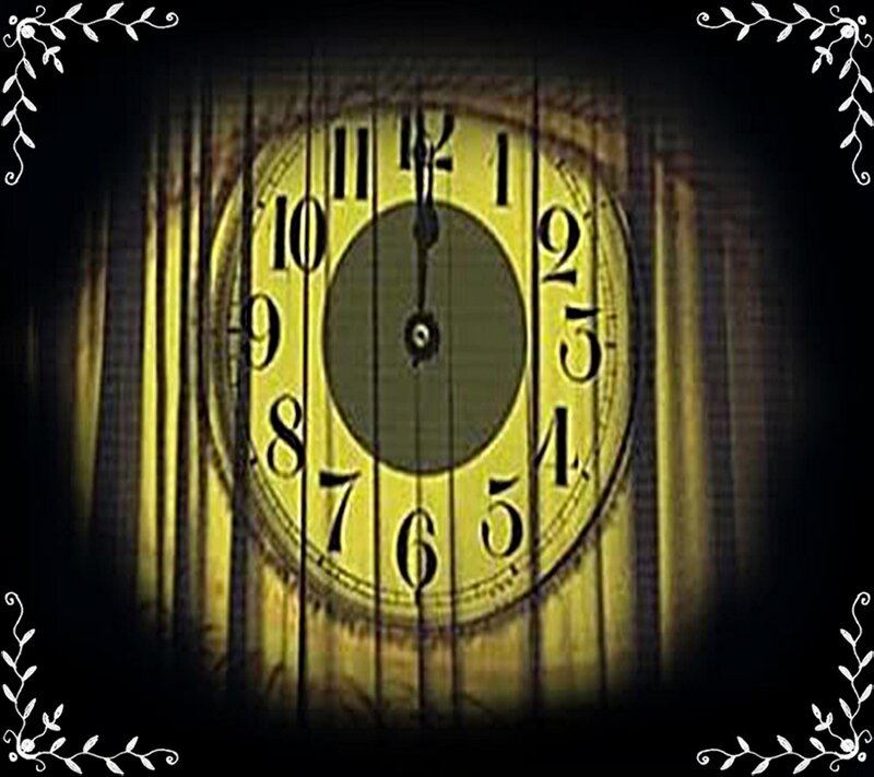 clock behind wooden planks