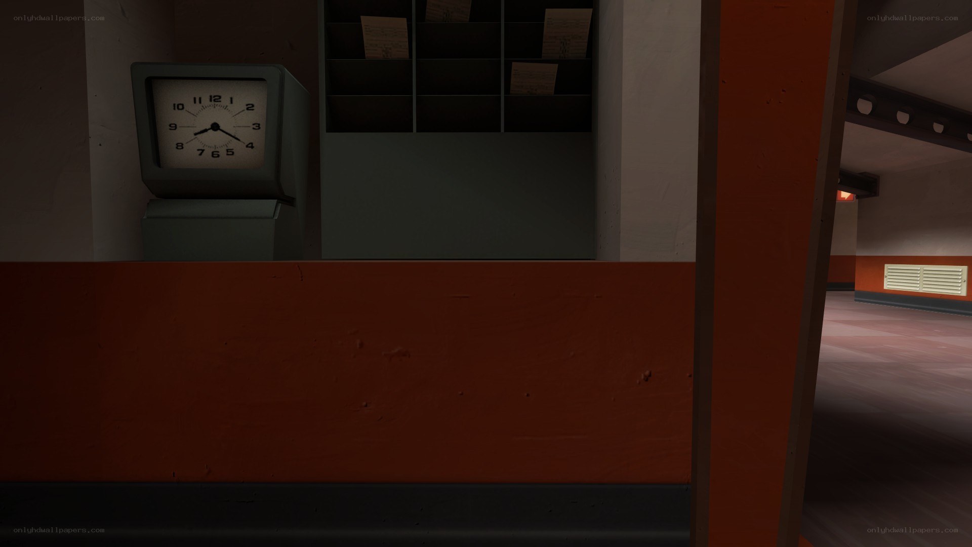 clock in a dimly lit room