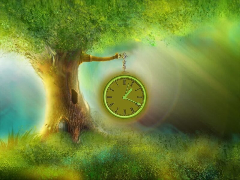 Clock in a magical forest