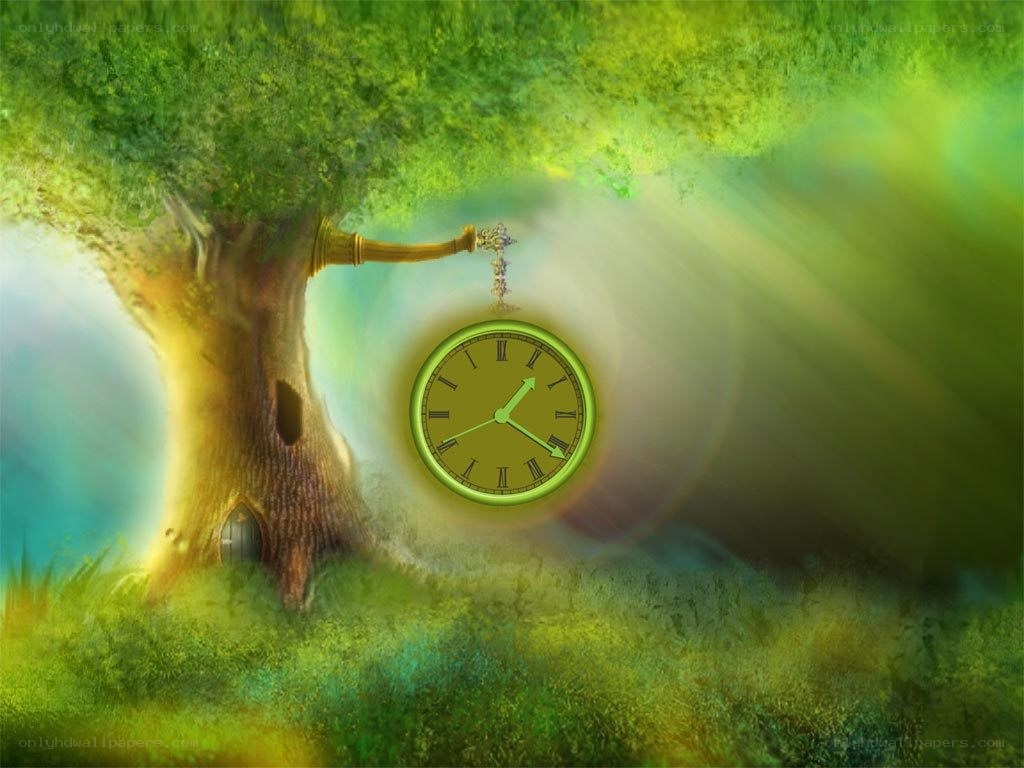 clock in a magical forest