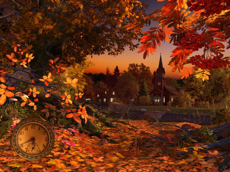 Clock in Autumn Leaves