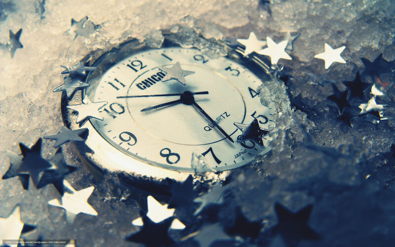 clock in ice with stars