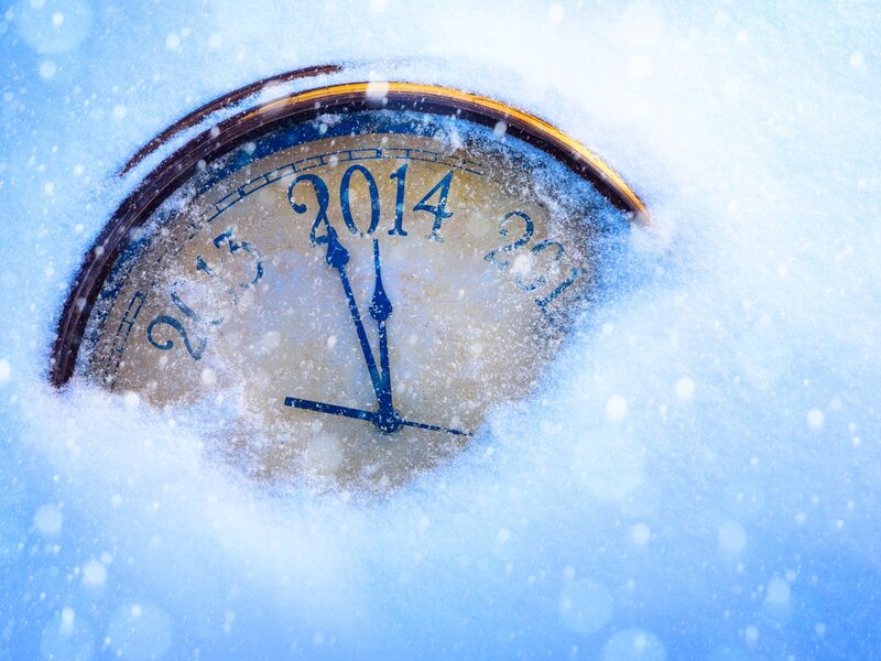 Clock in Snow — Blue, Cold