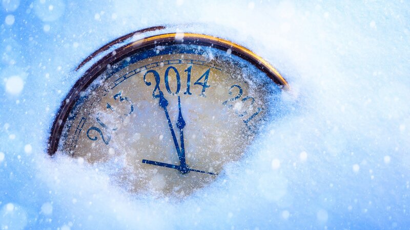 Clock in Snow — Blue, Cold, Winter