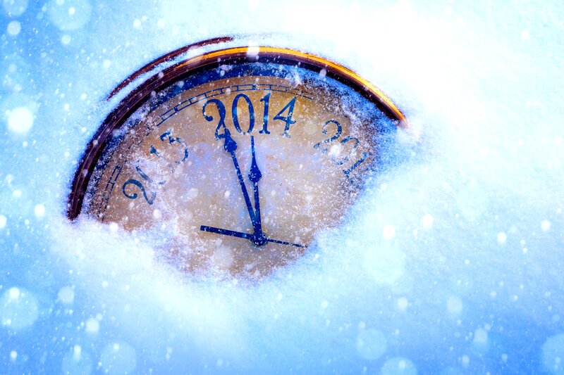 Clock in Snow — Blue