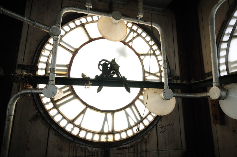 Clock mechanism in a tower
