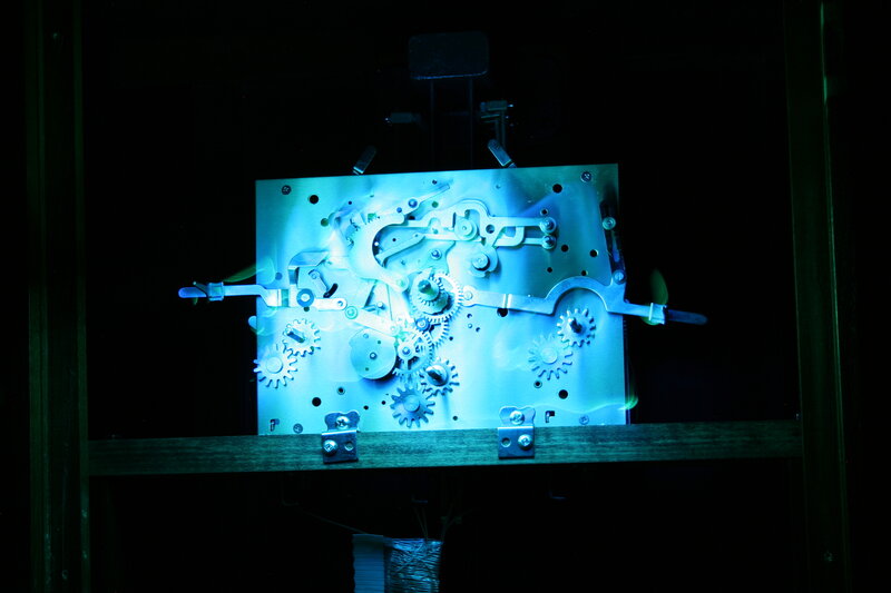 clock mechanism in blue light