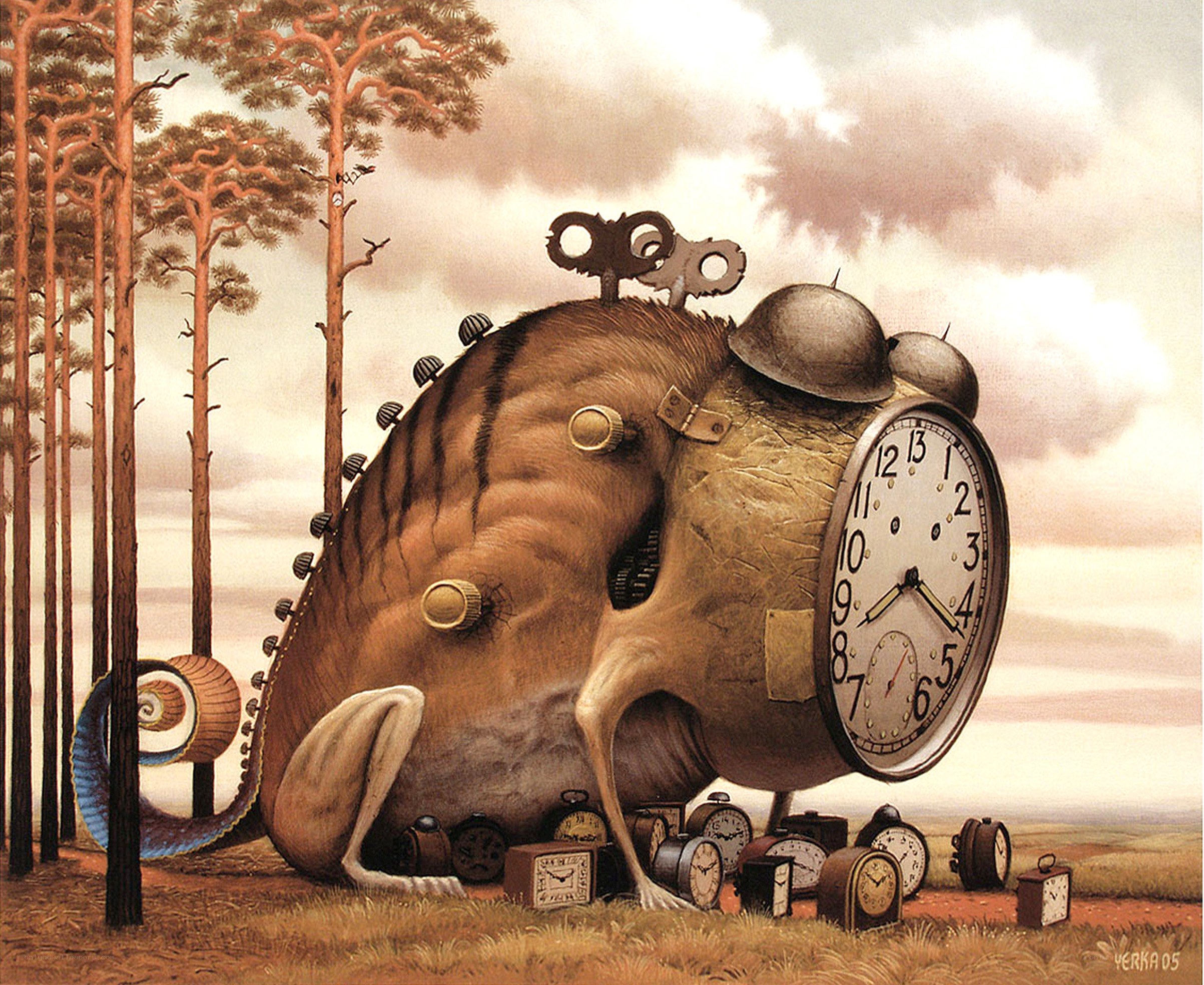 Clock monster in forest