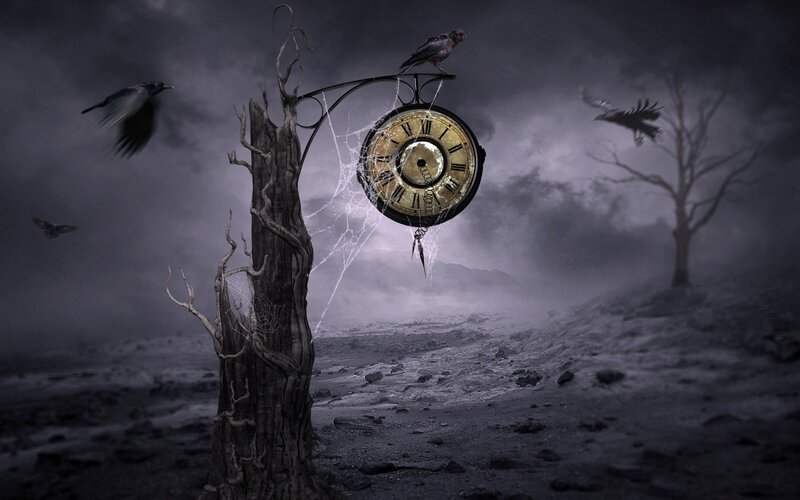 Clock on Dead Tree — Gray, Dark