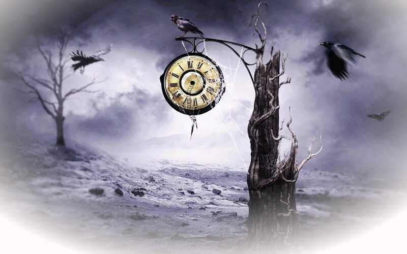 Clock on Dead Tree — Gray