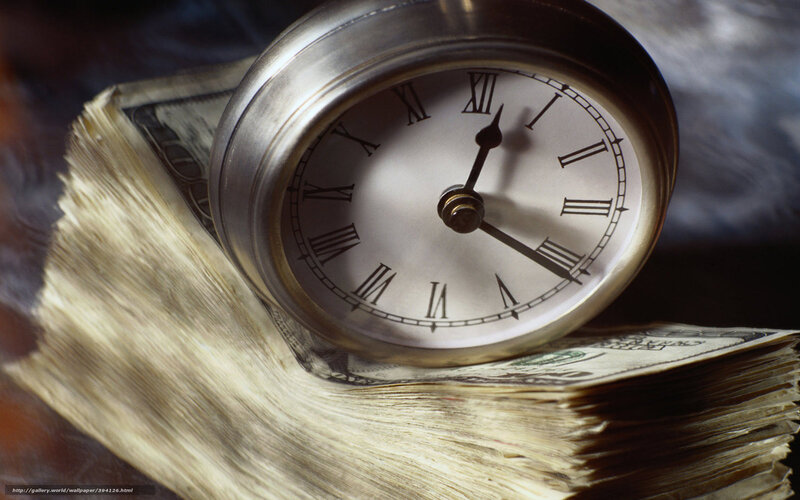 clock on money stack