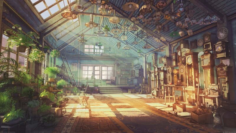Clock Shop Interior — Brown