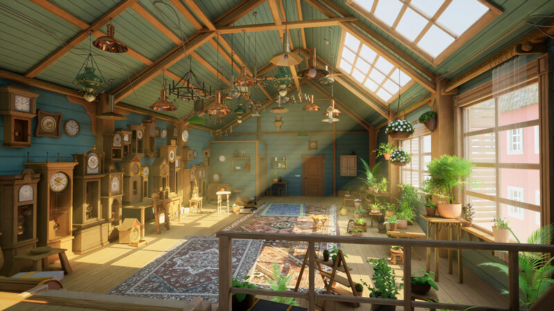 Clock Shop Interior — Green
