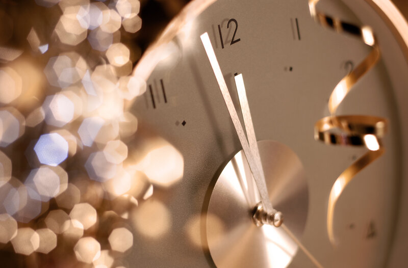 Clock Showing Midnight — Gold, Celebratory