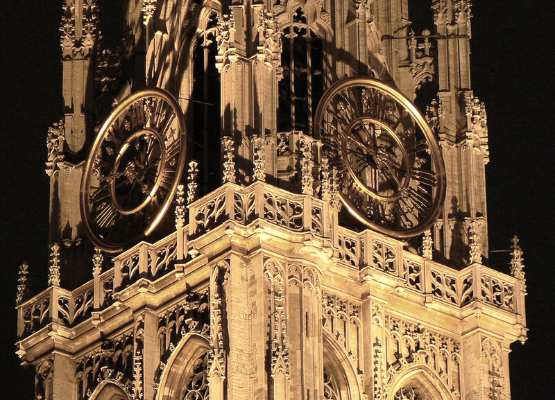 Clock Tower at Night — Gold